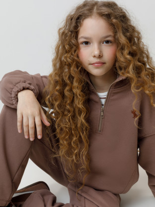 Свитшоты для девочки, артикул: КР 302821, цвет: кофейный